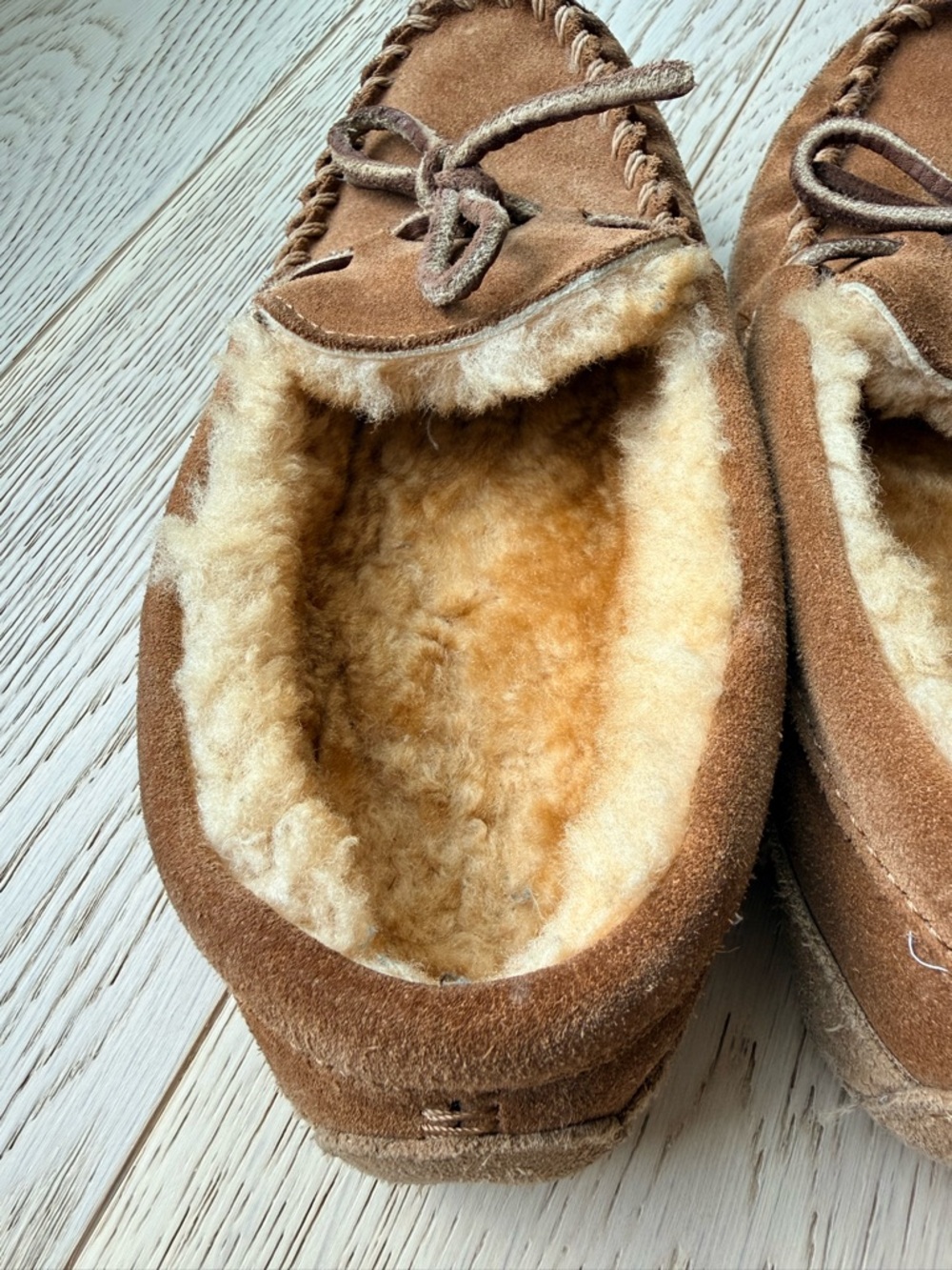 L.L. Bean Kids Brown Suede Moccasin Slippers - Picture 2 of 6